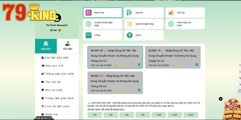 79King 13 Giao dịch tài chính thực hiện nhanh chóng an toàn